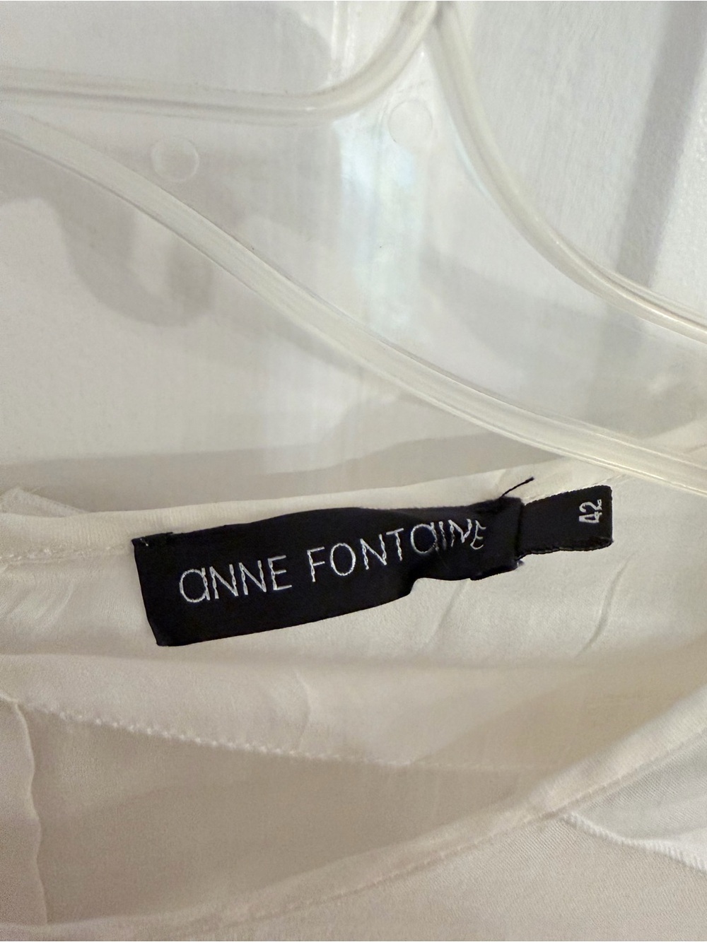 Anne Fontaine Ria White Ruffle Poplin Blouse Silk Cotton 42 - Picture 4 of 8